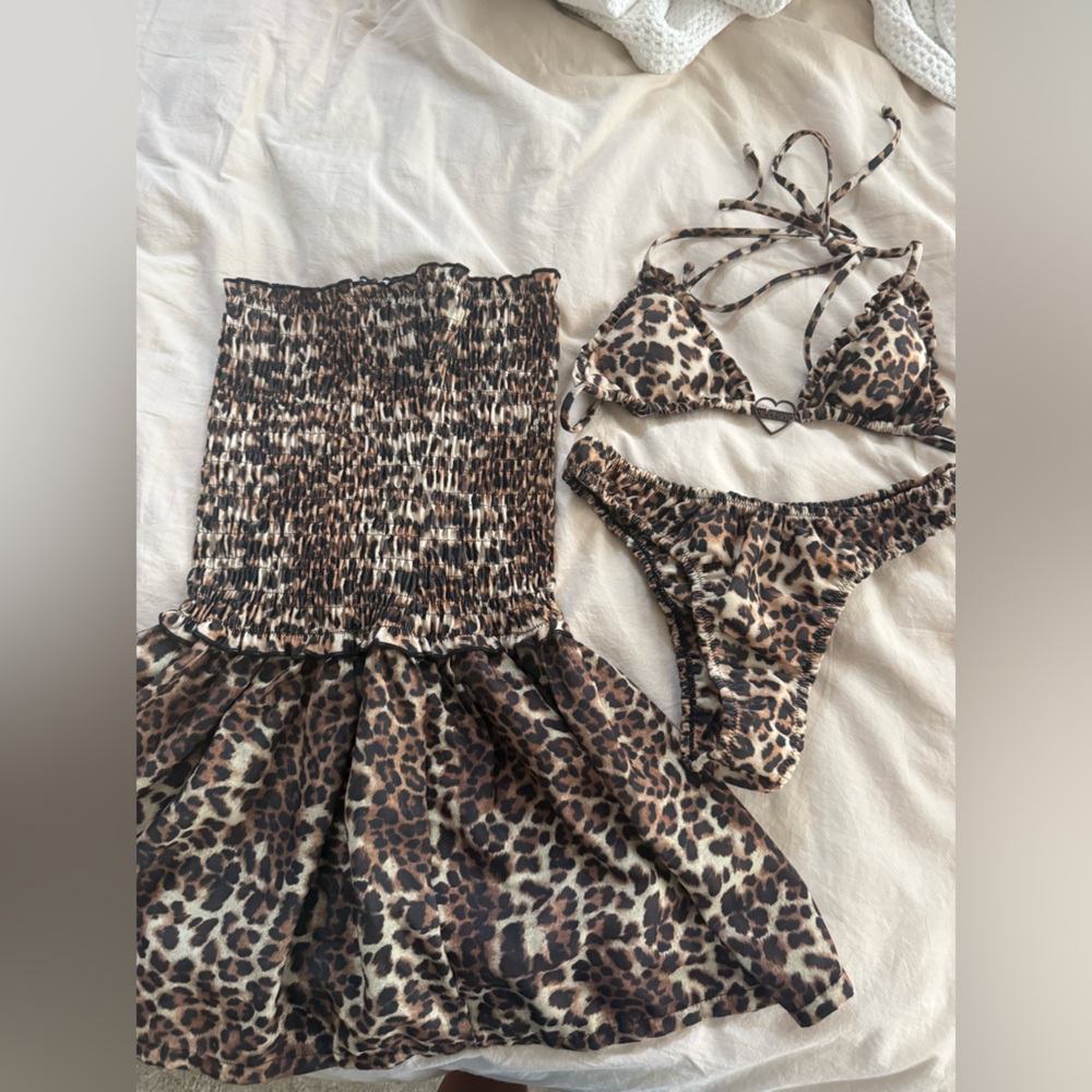 Strawberry milk mob cheetah bikini and dress all size small and never worn